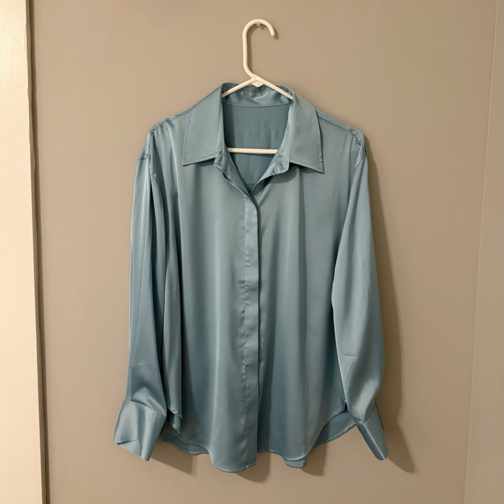 Daily Drills Sky Blue long Sleeve Blouse